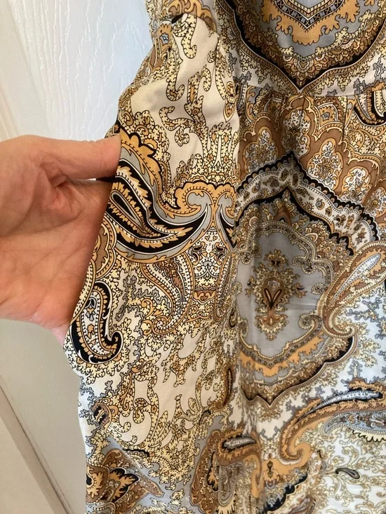 J. Crew 85% Silk Gold & Cream Paisley Midi Sheath Dress - Picture 5 of 10